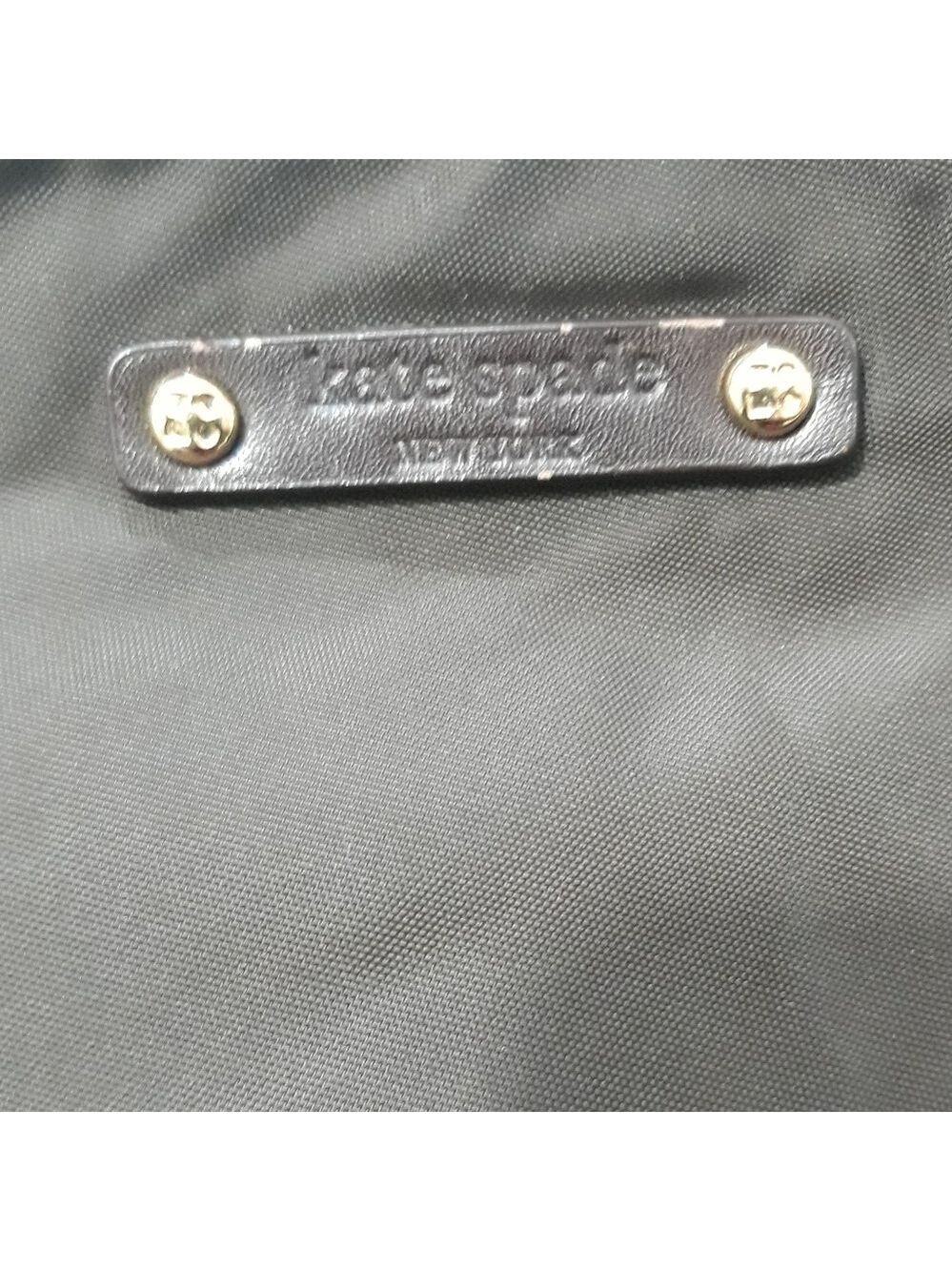 Kate Spade Nylon Hobo Shoulder Bag Brown Wit Leather Trim On The Strap Zippered - Picture 3 of 12
